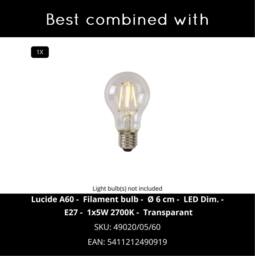 Lucide 'MAGIUS' Dimmable Indoor Scandinavian Style Decor Wall Lamp 1xE27 in Brown - thumbnail 6