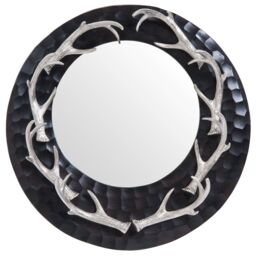 Orsina Brown & Nickel Finish Wall Mirror, Round Wall Mirror with Texture, Decorative Wall Mirror in Black - thumbnail 2