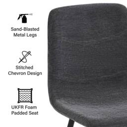 FWStyle Evie Set Of 4 Grey Linen Upholstered Black Steel Frame Dining Chairs - thumbnail 2
