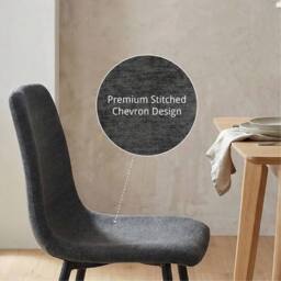 FWStyle Evie Set Of 4 Grey Linen Upholstered Black Steel Frame Dining Chairs - thumbnail 3