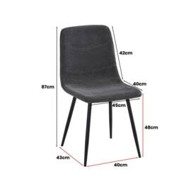 FWStyle Evie Set Of 4 Grey Linen Upholstered Black Steel Frame Dining Chairs - thumbnail 5
