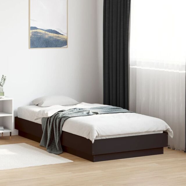 Berkfield Home Bed Frame without Mattress Black 75x190 cm Small Single Engineered Wood - image 1