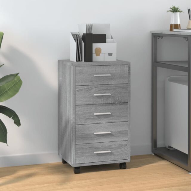 Berkfield Home Drawer Cabinet with Castors Grey Sonoma Engineered Wood - image 1