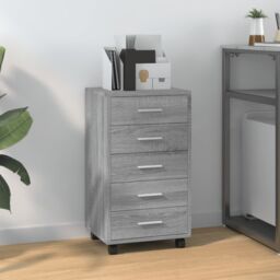 Berkfield Home Drawer Cabinet with Castors Grey Sonoma Engineered Wood - thumbnail 1