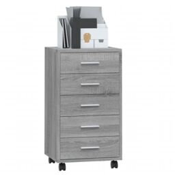Berkfield Home Drawer Cabinet with Castors Grey Sonoma Engineered Wood - thumbnail 3