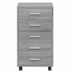 Berkfield Home Drawer Cabinet with Castors Grey Sonoma Engineered Wood - thumbnail 6