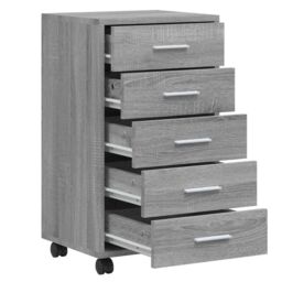 Berkfield Home Drawer Cabinet with Castors Grey Sonoma Engineered Wood - thumbnail 5