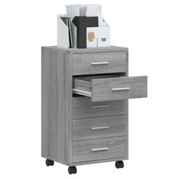 Berkfield Home Drawer Cabinet with Castors Grey Sonoma Engineered Wood - thumbnail 4