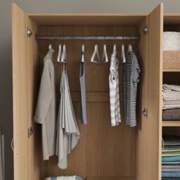 HD Designs Riano 3 Door 2 Drawer Mirrored Wardrobe Storage Organizer in Brown - thumbnail 7
