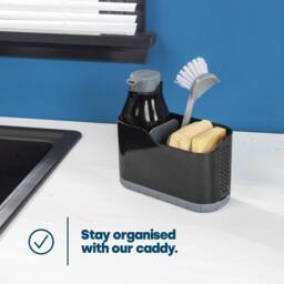 NESTLUNE Black Sink Caddy with Foam Soap Dispenser Kitchen - thumbnail 3
