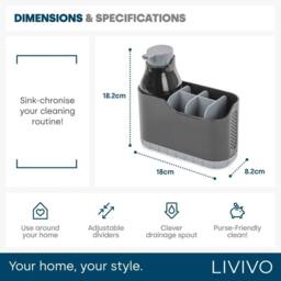 NESTLUNE Black Sink Caddy with Foam Soap Dispenser Kitchen - thumbnail 2