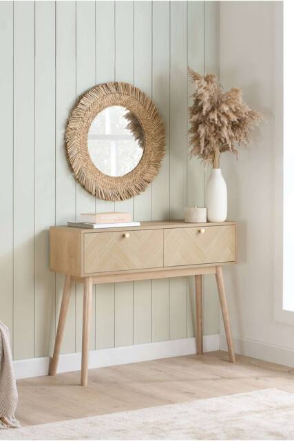Birlea Herringford Console Table Hall Table Dressing Table Oak Parquet Design in Brown - image 1