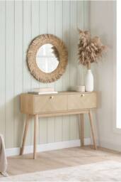 Birlea Herringford Console Table Hall Table Dressing Table Oak Parquet Design in Brown