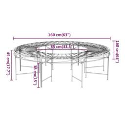 Berkfield Home Round Tree Bench Ã˜160 cm Black Steel - thumbnail 6