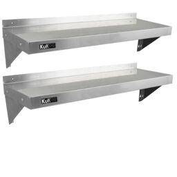 Monstershop 2 x KuKoo Stainless Steel Shelves 1250mm x 300mm in Silver - thumbnail 1