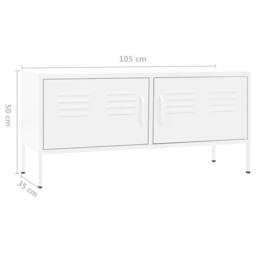 Berkfield Home TV Cabinet White 105x35x50 cm Steel - Size: 105 x 35 x 50 cm - thumbnail 9