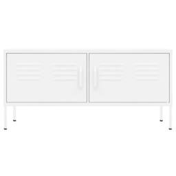 Berkfield Home TV Cabinet White 105x35x50 cm Steel - Size: 105 x 35 x 50 cm - thumbnail 1