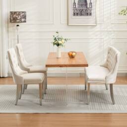 HomeTouch Home Touch Velvet Double Dining Bench Loveseat with Chrome Steel Legs in Beige - Size: 1 Pack - thumbnail 6