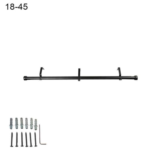"NESTLUNE 18-45"" Extendable Metal Curtain Pole in Black - Size: 100 cm width x 130 cm drop" - image 1