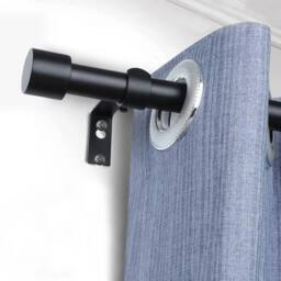 "NESTLUNE 18-45"" Extendable Metal Curtain Pole in Black - Size: 100 cm width x 130 cm drop" - thumbnail 2