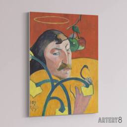 "Artery8 Self Portrait with Halo & Snake Gauguin Canvas Wall Art Print - Size: W12"" x H16""" - thumbnail 2