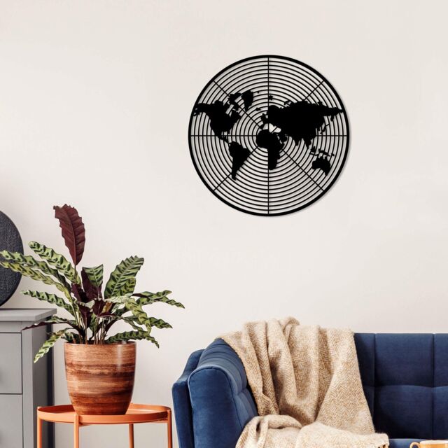 Decortie Modern Metal Wall Art 'Dart World' Ornament Decorative Minimalist Hanging Wall Sculpture in Black - image 1