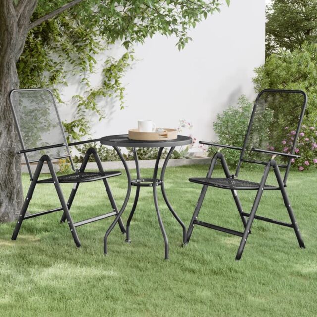 Berkfield Home Folding Garden Chairs 2 pcs Expanded Metal Mesh Anthracite in Black - image 1