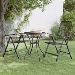 Berkfield Home Folding Garden Chairs 2 pcs Expanded Metal Mesh Anthracite in Black - thumbnail 1