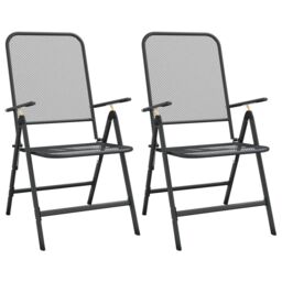 Berkfield Home Folding Garden Chairs 2 pcs Expanded Metal Mesh Anthracite in Black - thumbnail 2