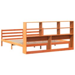 Berkfield Home Bookcase Bed without Mattress Wax Brown 200x200 cm Solid Wood - thumbnail 6