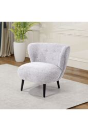 Living and Home Upholstered Chenille Louge Chair in Grey - thumbnail 1