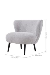 Living and Home Upholstered Chenille Louge Chair in Grey - thumbnail 2