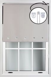 Furnished Grey Blackout Roller Blind with Chrome Square Eyelets & Metal Fittings - Size: 85 cm width x 165 cm drop - thumbnail 1