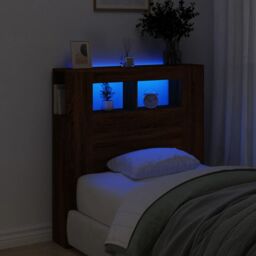 Berkfield Home LED Headboard Brown Oak 100x18.5x103.5 cm Engineered Wood - thumbnail 1