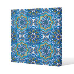 Benjamin Tate Design Floral & geometric embellished tiles (Canvas Print) / 101 x 101 x 4cm in Natural - Size: 101 x 101 x 4 cm - thumbnail 1