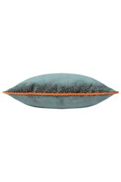 Paoletti Estelle Spotted Piped Cut Velvet Cushion in Teal - Size: 45 cm x 45 cm - thumbnail 2