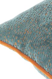 Paoletti Estelle Spotted Piped Cut Velvet Cushion in Teal - Size: 45 cm x 45 cm - thumbnail 3