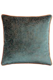 Paoletti Estelle Spotted Piped Cut Velvet Cushion in Teal - Size: 45 cm x 45 cm