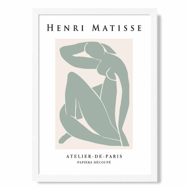 ARTZE Matisse Nude Green & Cream Framed Print SIZE: A4 with White Frame in Pale Green - image 1