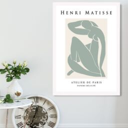 ARTZE Matisse Nude Green & Cream Framed Print SIZE: A4 with White Frame in Pale Green - thumbnail 2