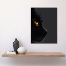"Artery8 Wall Art Print Black Cat Lover Orange Gold Eyes Profile Portrait Poster - Size: W24"" x H32""" - thumbnail 4