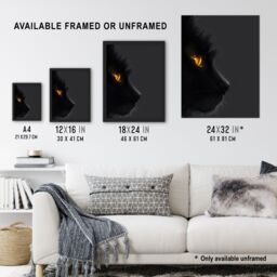 "Artery8 Wall Art Print Black Cat Lover Orange Gold Eyes Profile Portrait Poster - Size: W24"" x H32""" - thumbnail 3