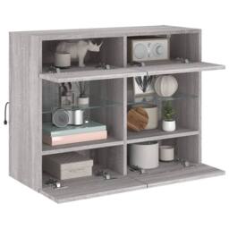 Berkfield Home TV Wall Cabinet with LED Lights Grey Sonoma 78.5x30x60.5 cm - thumbnail 6