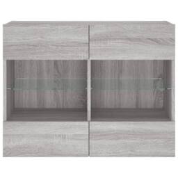 Berkfield Home TV Wall Cabinet with LED Lights Grey Sonoma 78.5x30x60.5 cm - thumbnail 7
