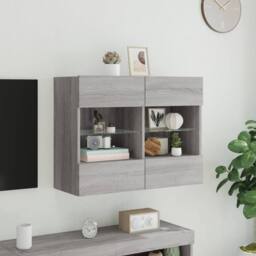 Berkfield Home TV Wall Cabinet with LED Lights Grey Sonoma 78.5x30x60.5 cm - thumbnail 5