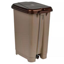EONLION 15L Slim Pedal Bin - Plastic Waste Can for Kitchen & Bathroom in Khaki - thumbnail 9