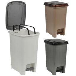 EONLION 15L Slim Pedal Bin - Plastic Waste Can for Kitchen & Bathroom in Khaki - thumbnail 1