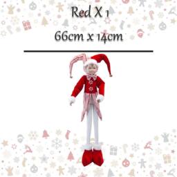 VFM e-Store Christmas Standing Elf Decoration 66cm x 14cm Red X 1 - Size: 66 cm x 14 cm - thumbnail 2