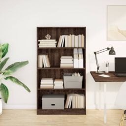 Berkfield Home Bookcase Brown Oak 80x24x143 cm Engineered Wood - Size: 80 x 24 x 143 cm - thumbnail 3