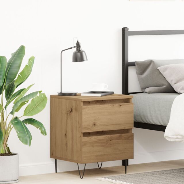 Berkfield Home Bedside Cabinet Artisan Oak 40x35x50 cm Engineered Wood in Brown - Size: 40 x 35 x 50 cm - image 1